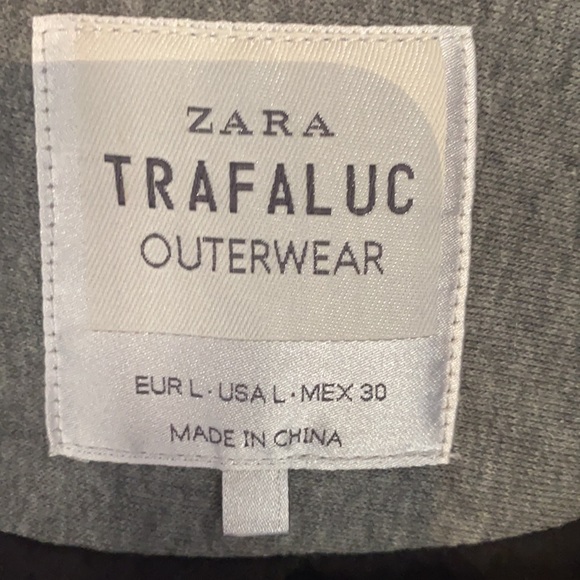 Zara Grey cotton bomber jacket. - size L - Picture 8 of 9